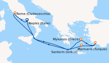 Itinéraire de la croisière Naples (Italie), Rome (Civitavecchia), En mer...