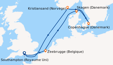 Itinéraire de la croisière Southampton (Royaume Uni) , Bruxelles (Belgiq...