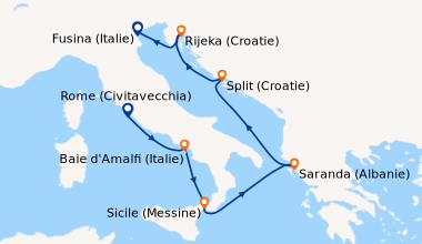 Itinéraire de la croisière Rome (Civitavecchia), Baie d'Amalfi (Italie),...