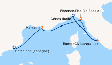 Itinéraire de la croisière Gênes (Italie), Rome (Civitavecchia), Florenc...