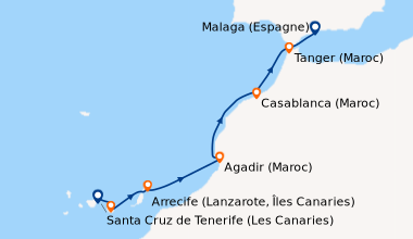 Itinéraire de la croisière Santa Cruz de Tenerife (Les Canaries), Arreci...