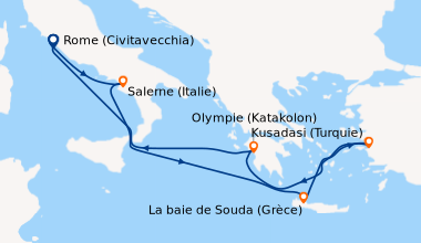 Itinéraire de la croisière Rome (Civitavecchia), Salerne (Italie), En me...