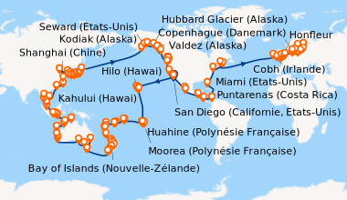Itinéraire de la croisière San Diego (Californie, Etats-Unis), En mer, E...