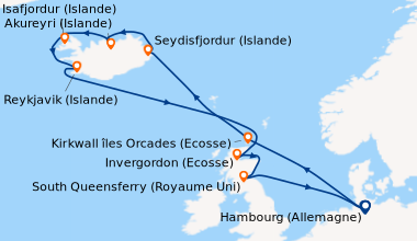 Itinéraire de la croisière Hambourg (Allemagne), En mer, Kirkwall îles O...
