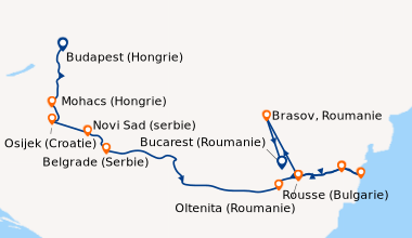 Itinéraire de la croisière Le Danube et la péninsule balkanique - De Budapest à Bucarest (formule port/port) (BRT_PP)