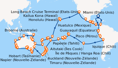 Itinéraire de la croisière L’Ultime Épopée du Pacifique