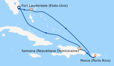 Itinéraire de la croisière Fort Lauderdale (Etats-Unis), CocoCay (Bahama...