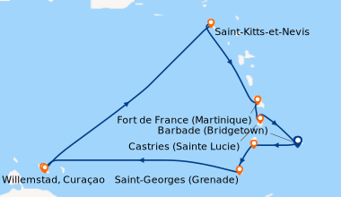 Itinéraire de la croisière Barbade (Bridgetown), Bequia (Saint-Vincent-e...