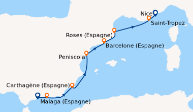 Itinéraire de la croisière Malaga (Espagne), Motril, Granada (Espagne), ...