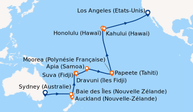 Itinéraire de la croisière Sydney (Australie), En mer, En mer, En mer, A...