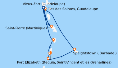 Itinéraire de la croisière Perles des Antilles