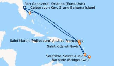 Itinéraire de la croisière Port Canaveral, Orlando (Etats-Unis), Celebra...