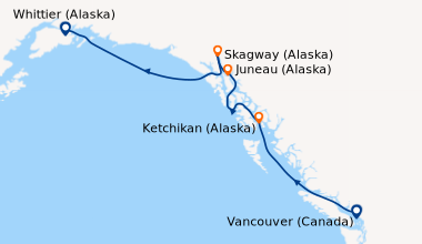 Itinéraire de la croisière Vancouver (Canada), En mer, Ketchikan (Alaska...