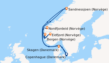 Itinéraire de la croisière Copenhague (Danemark), En mer, Nordfjordeid (...