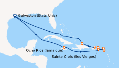 Itinéraire de la croisière Galveston (Etats-Unis), En mer, En mer, Ocho ...