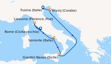 Itinéraire de la croisière Rome (Civitavecchia), Livourne (Florence, Pis...