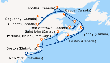 Itinéraire de la croisière New York (Etats-Unis), New York (Etats-Unis),...