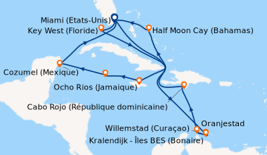Itinéraire de la croisière Miami (Etats-Unis), En mer, En mer, Kralendij...