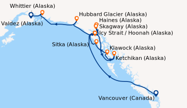 Itinéraire de la croisière Vancouver (Canada), En mer, Saint-Vincent-et-...