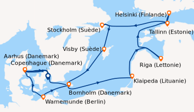 Itinéraire de la croisière Copenhague (Danemark), Aarhus (Danemark), War...