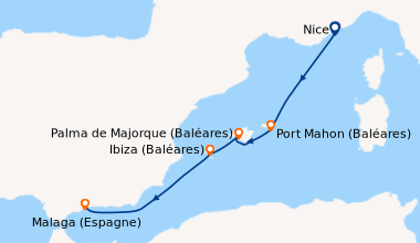 Itinéraire de la croisière Héritages méditerranéens : des Baléares à l'Andalousie - Entre îles enchanteresses et joyaux mauresques (NIM_PP)