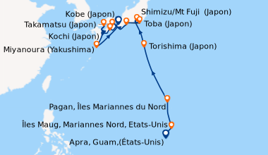 Itinéraire de la croisière Apra, Guam,(États-Unis), Saipan (îles Mariann...