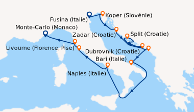 Itinéraire de la croisière Fusina (Italie), Koper (Slovénie), Zadar (Cro...