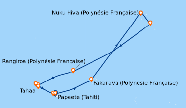 Itinéraire de la croisière Papeete (Tahiti), Fakarava (Polynésie Françai...