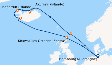 Itinéraire de la croisière Hambourg (Allemagne), En mer, Kirkwall îles O...