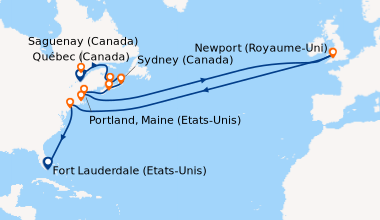 Itinéraire de la croisière Québec (Canada), Saguenay (Canada), En mer, C...