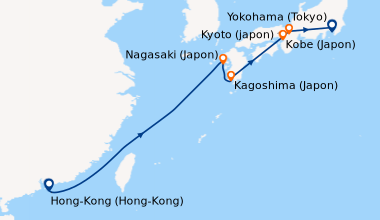 Itinéraire de la croisière Hong-Kong (Hong-Kong), En mer, En mer, Nagasa...