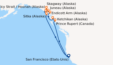 Itinéraire de la croisière San Francisco (Etats-Unis), En mer, En mer, E...