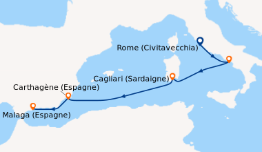 Itinéraire de la croisière Rome (Civitavecchia), Baie d'Amalfi (Italie),...