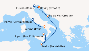 Itinéraire de la croisière Fusina (Italie), Rovinj (Croatie), île de Vis...