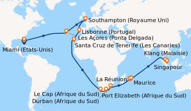 Itinéraire de la croisière Miami (Etats-Unis), Port Canaveral, Orlando (...