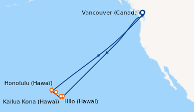 Itinéraire de la croisière Vancouver (Canada), En mer, En mer, En mer, E...
