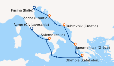 Itinéraire de la croisière Rome (Civitavecchia), Salerne (Italie), En me...