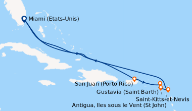 Itinéraire de la croisière Miami (Etats-Unis), En mer, En mer, San Juan ...