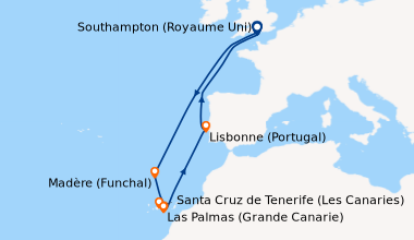 Itinéraire de la croisière Southampton (Royaume Uni), En mer, En mer, En...