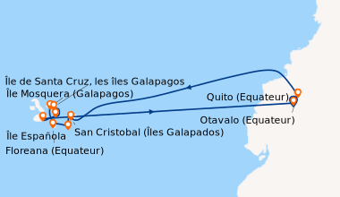 Itinéraire de la croisière Expédition aux Galapagos