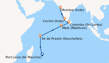 Itinéraire de la croisière Port Louis (Ile Maurice ), En mer, En mer, Îl...