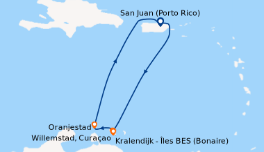 Itinéraire de la croisière San Juan (Porto Rico), En mer, Kralendijk - Î...