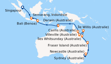 Itinéraire de la croisière Sydney (Australie), Sydney (Australie), Newca...