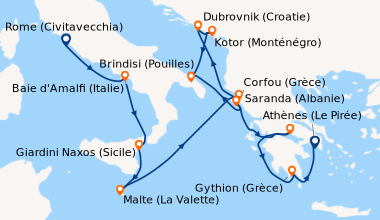 Itinéraire de la croisière Rome (Civitavecchia), Baie d'Amalfi (Italie),...