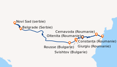 Itinéraire de la croisière Le Danube, au cœur des Balkans - De la mer Noire aux Portes de Fer, à la découverte de la Roumanie, de la Bulgarie et de la Serbie (port-port) (OBG_FIDPP)
