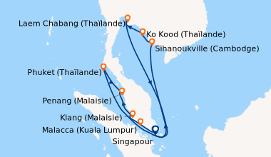 Itinéraire de la croisière Singapour, En mer, En mer, Laem Chabang (Thaï...