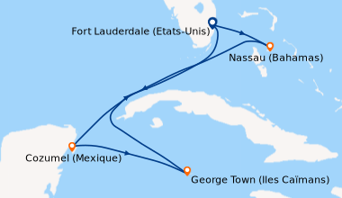 Itinéraire de la croisière Fort Lauderdale (Etats-Unis), Nassau (Bahamas...