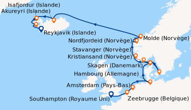 Itinéraire de la croisière Southampton (Royaume Uni) , Bruxelles (Belgiq...
