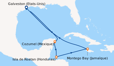 Itinéraire de la croisière Galveston (Etats-Unis), En mer, Cozumel (Mexi...