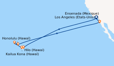 Itinéraire de la croisière Los Angeles (Etats-Unis), En mer, En mer, En ...